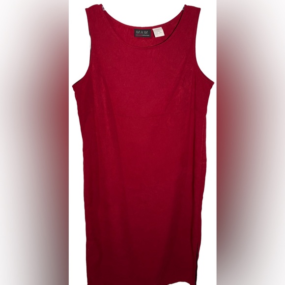 Vintage MHM Melissa Harper 18 Red Sleeveless Suede-like Shift Dress - Picture 2 of 5